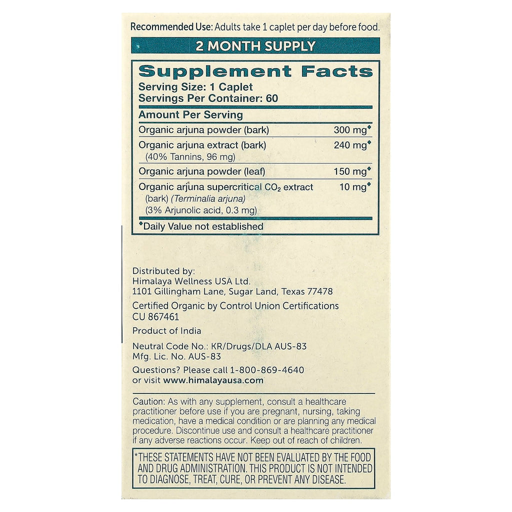 Arjuna Cardio Protector 60 Capsulas Himalaya Herbals
