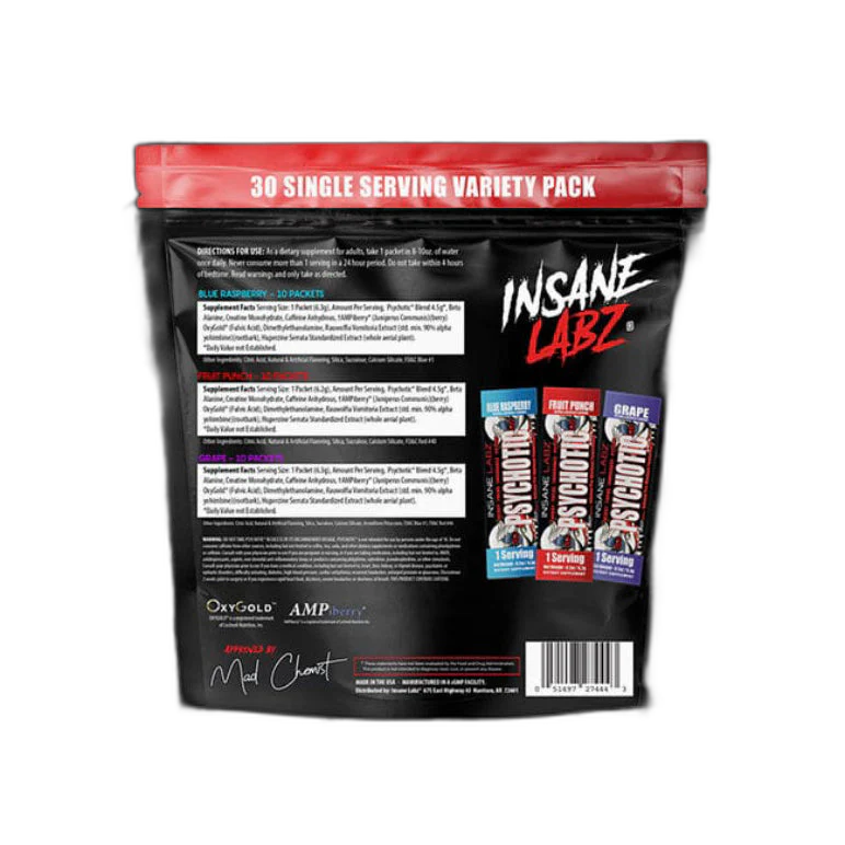 Bolsa Psychotic Tradicional x30 Sachets Sabores Surtidos  Insane Labz