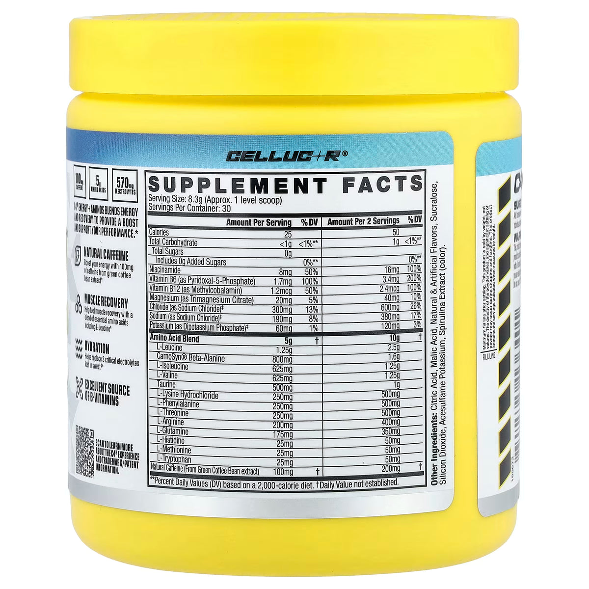 C4 Energy + Aminos 30 Servicios Blue Raspberry Cellucor