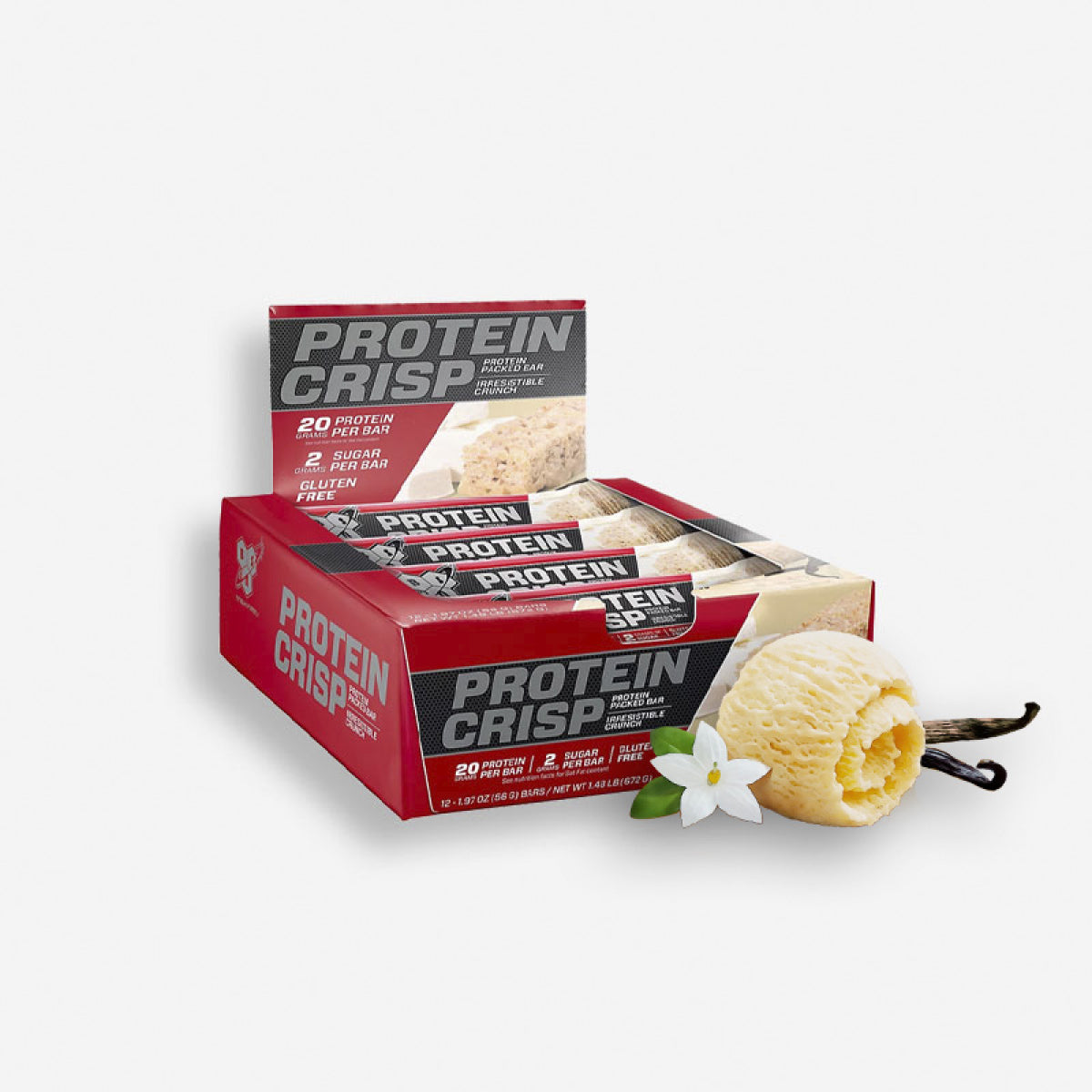 Caja Protein Crisp X12 Unidades Vainilla Marsmallow BSN