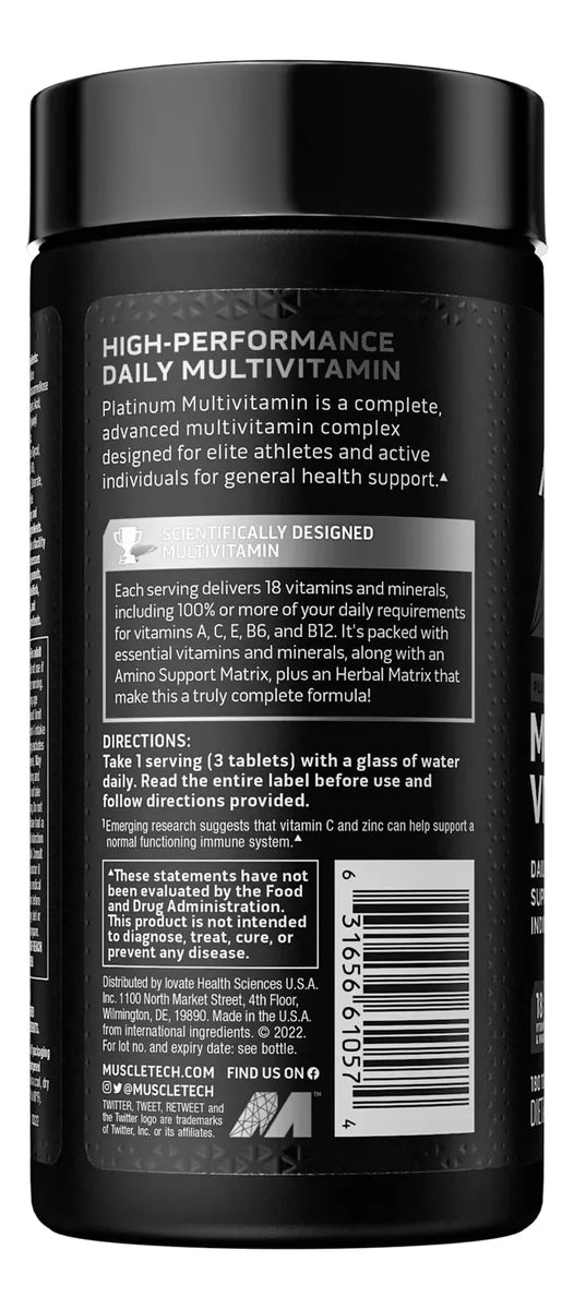 Platinum Multivitamin 180 Capsulas Muscletech