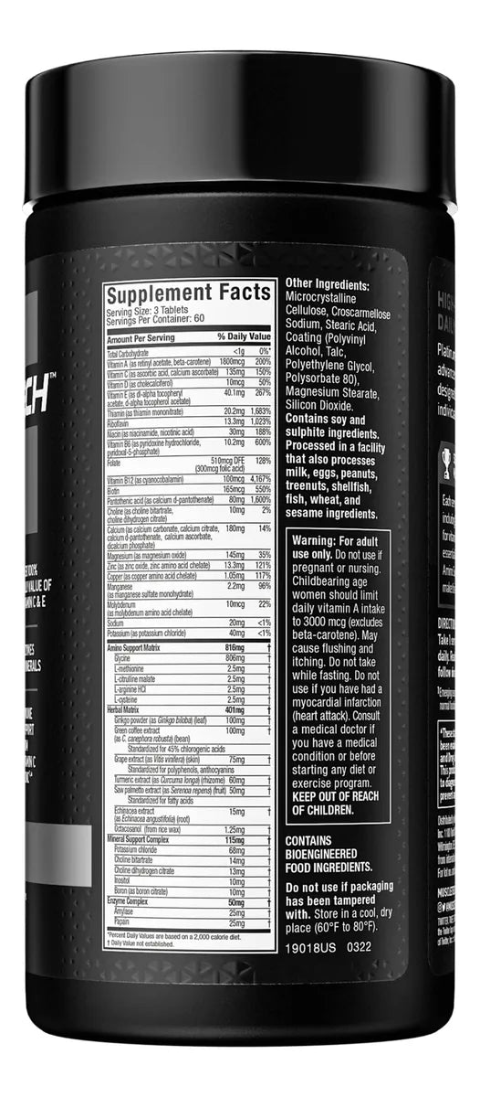 Platinum Multivitamin 180 Capsulas Muscletech