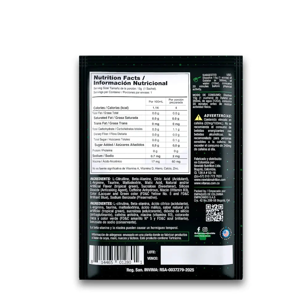 Dylator Preworkout x15 Servicios Vitanas Sport