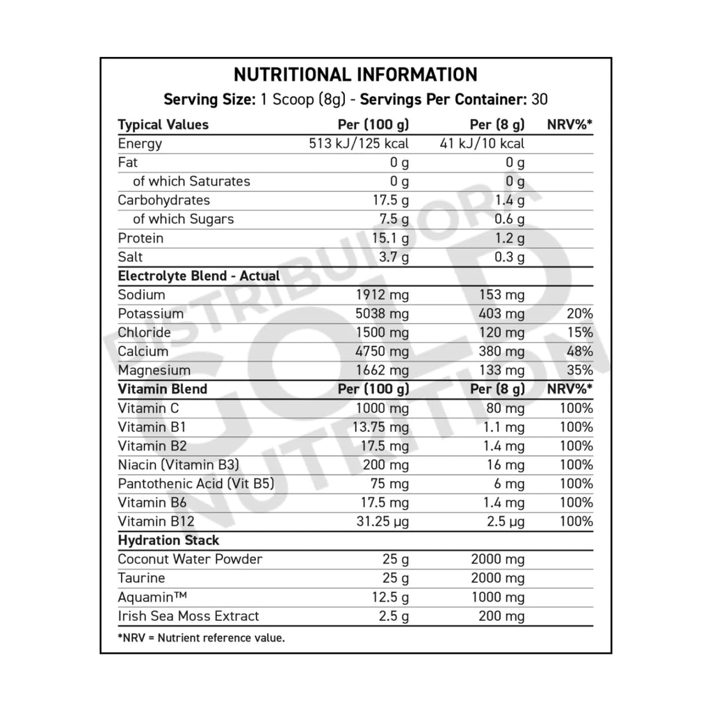 Hydration + Electrolyte & Vitamin Powder 30 Servicios Sabor Tropical Vibes Applied Nutrition
