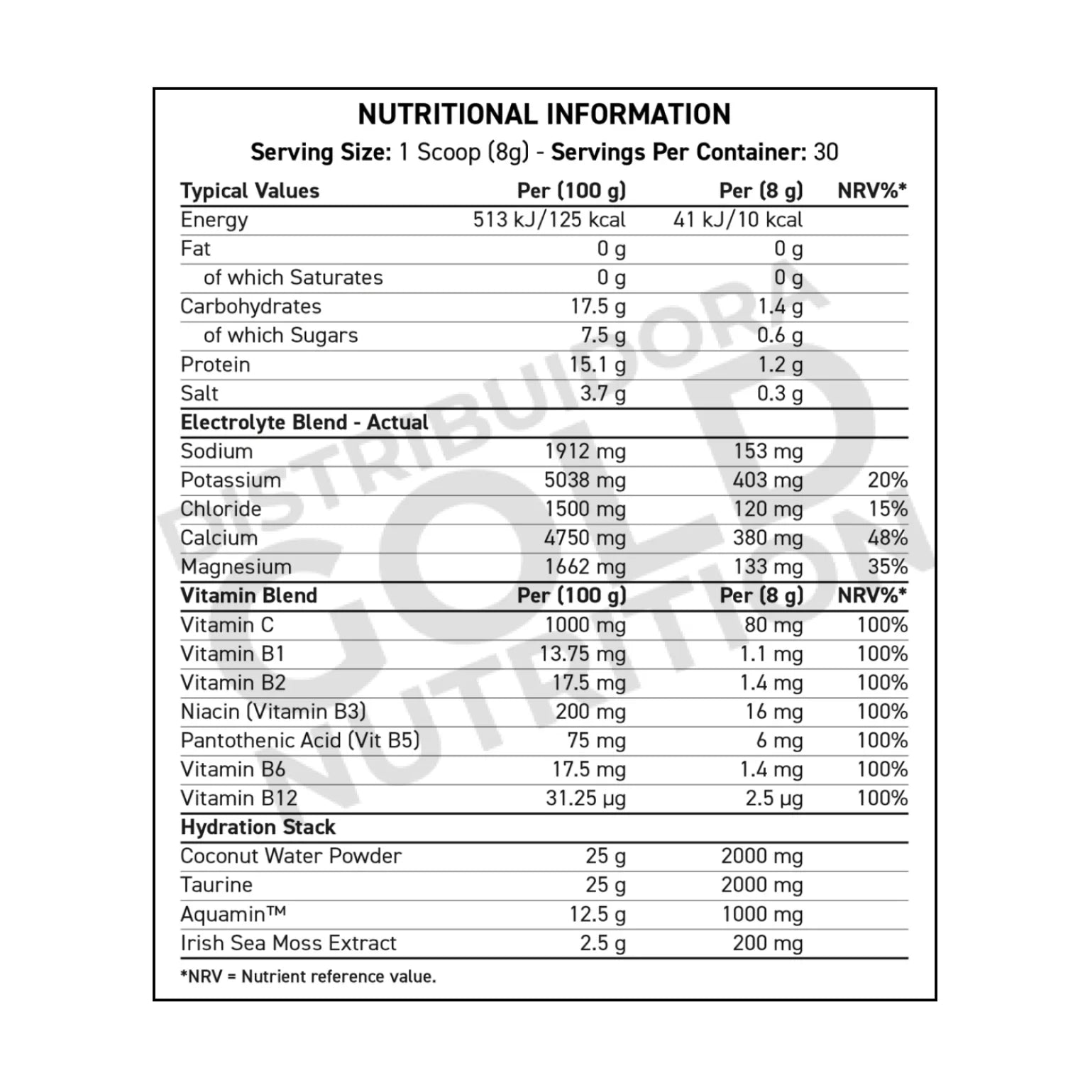 Hydration + Electrolyte & Vitamin Powder 30 Servicios Sabor Tropical Vibes Applied Nutrition