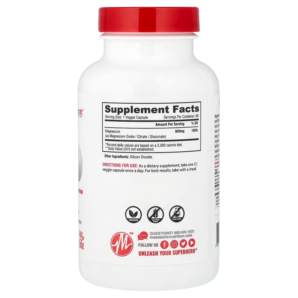 Magnesio 90 Capsulas Metabolic Nutrition
