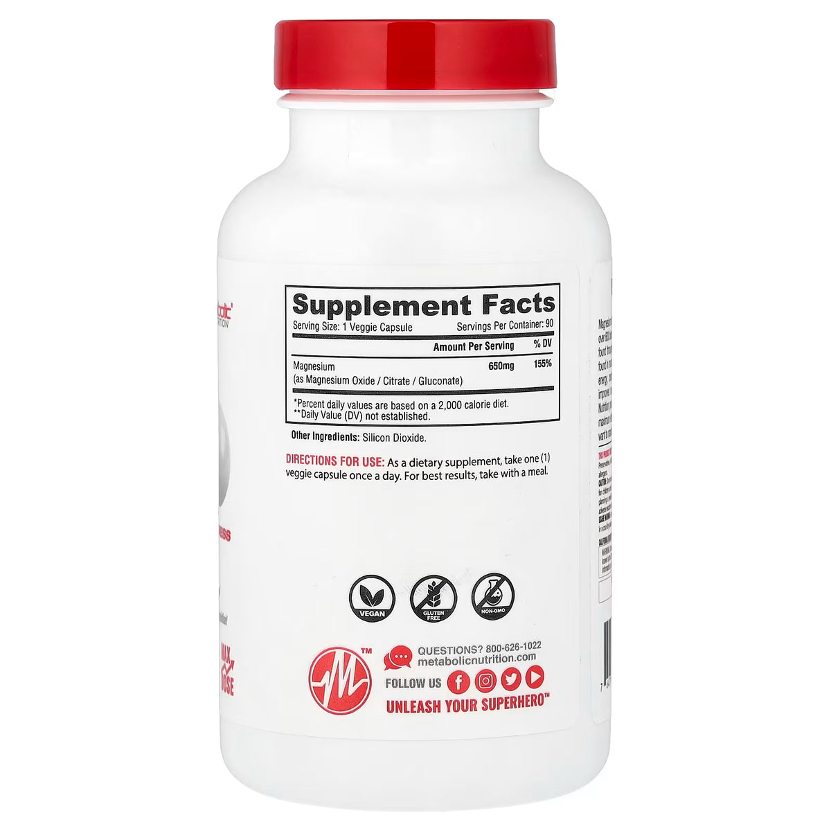 Magnesio 90 Capsulas Metabolic Nutrition