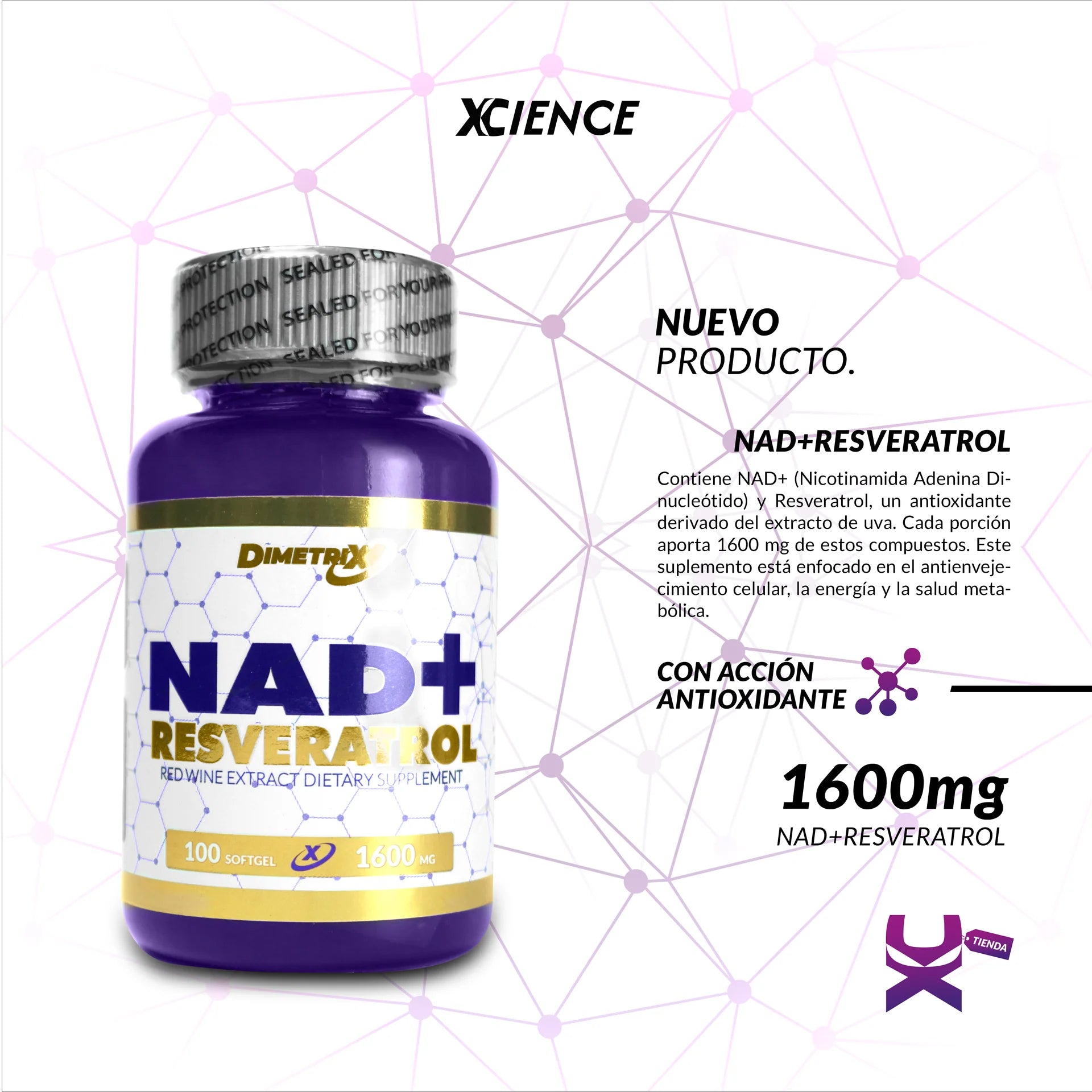 Nad + Resveratrol Dimetrix 100 Capsulas Xciencie