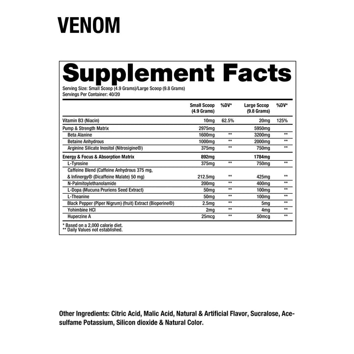 Venom Pre-Workout 40 Servicios Dragon Pharma