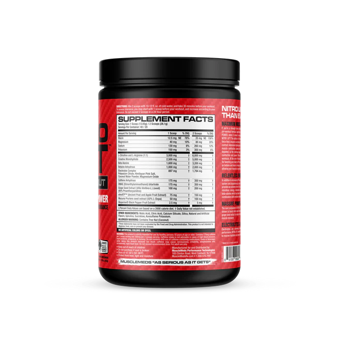 Nitro Lift Pre-Workout 40 Servicios Musclemeds