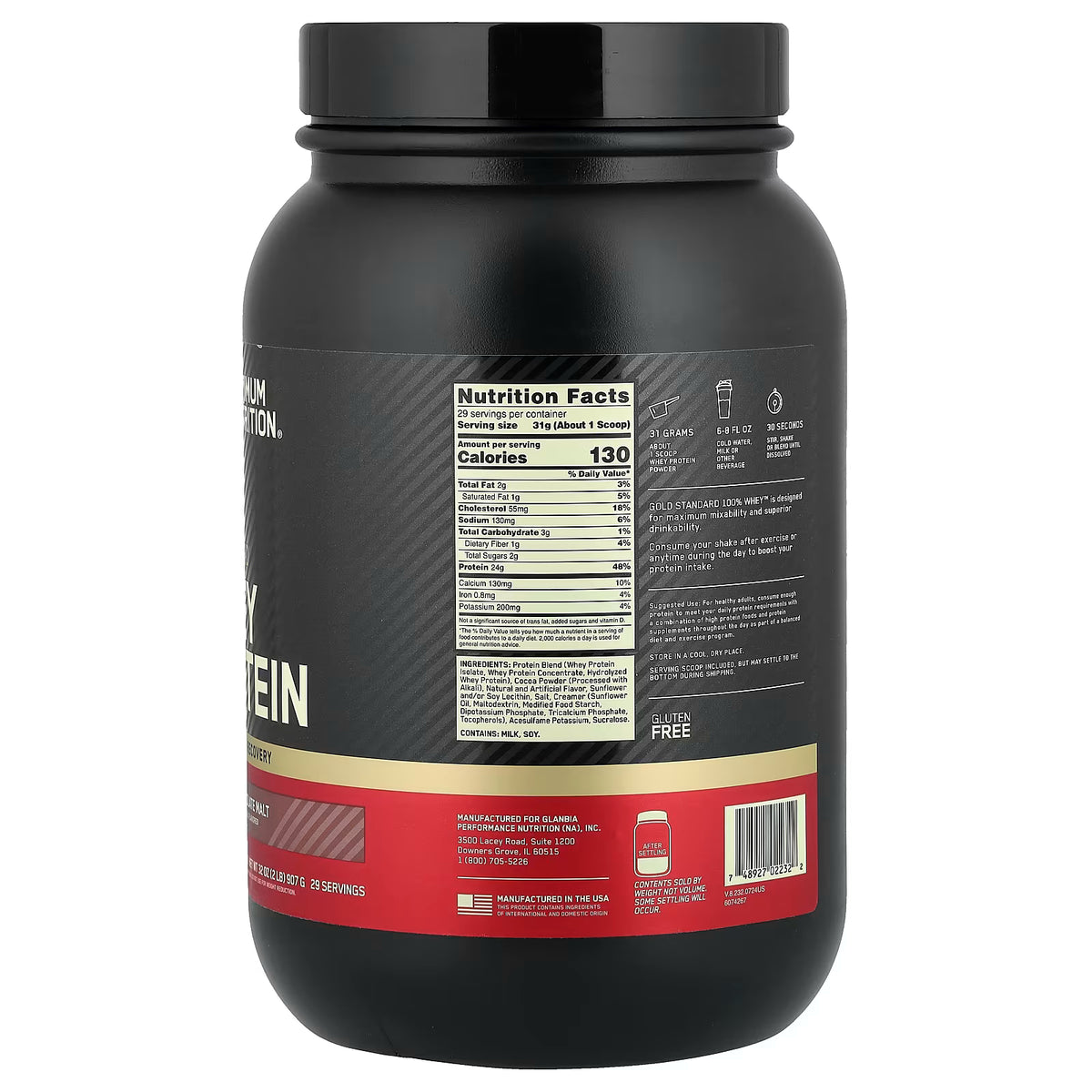 Naturally Flavored Gold Standard 100% Whey 2 Libras Chocolate Optimum Nutrition