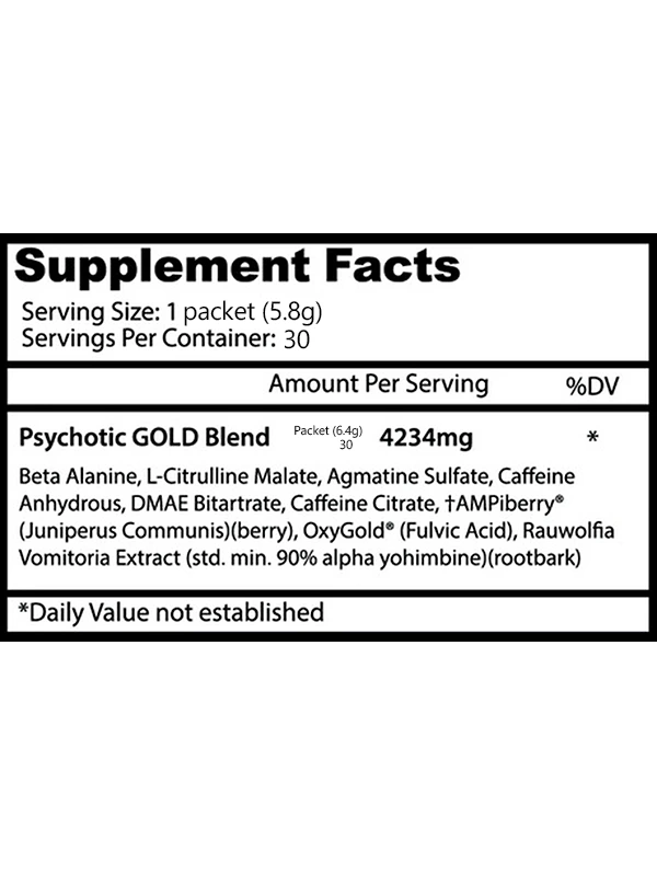 Bolsa Psychotic Gold x30 Sachets Insane Labz