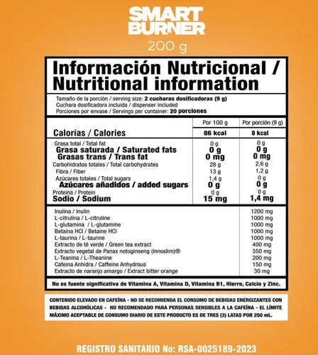 Smart Burner Smart Nutrition Durazno 22 Servicios