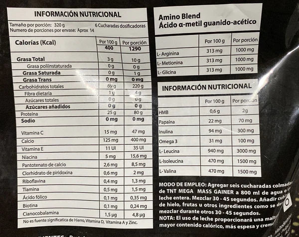 TNT Mega Mass Gainer 10 Libras