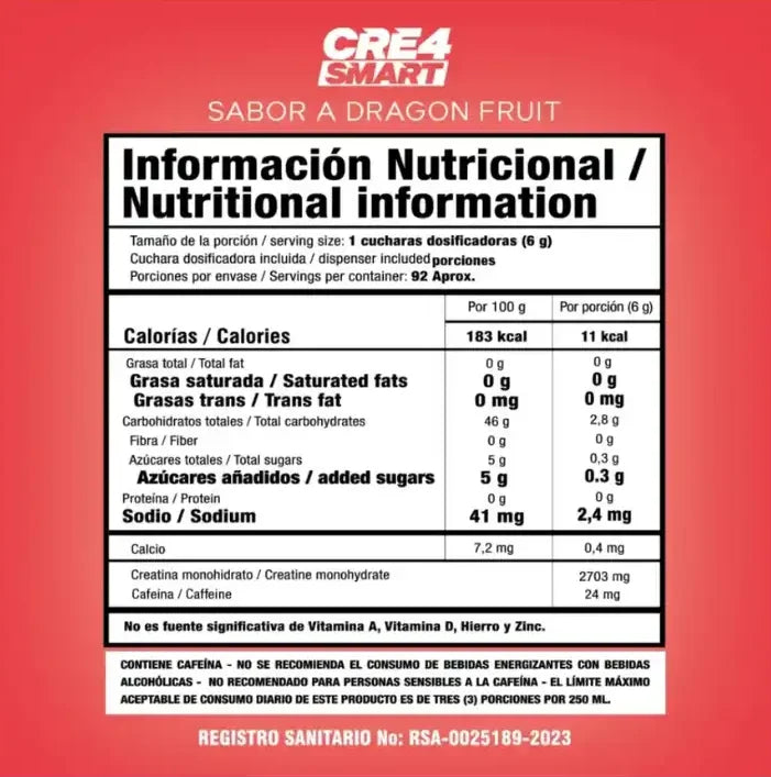Cre4 Smart 92 Servicios 550 Gramos Dragon Fruit