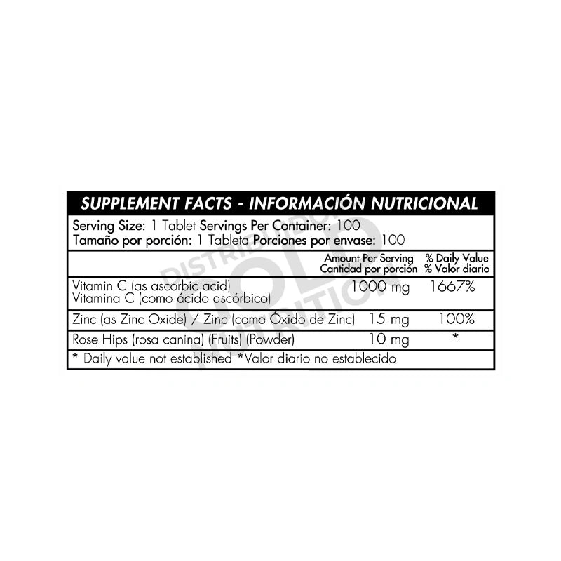 Vitamina C 100 Tabletas 1000 Mg  Healthy America