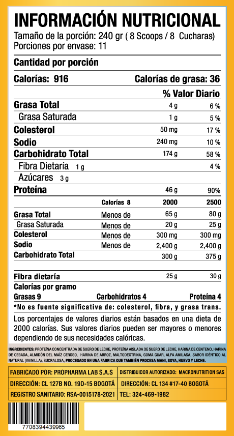 XL Gainer 6 Libras Macroblends