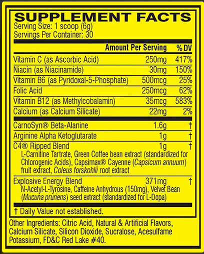 C4 Ripped 30 Servicios Raspberry Limonade Cellucor