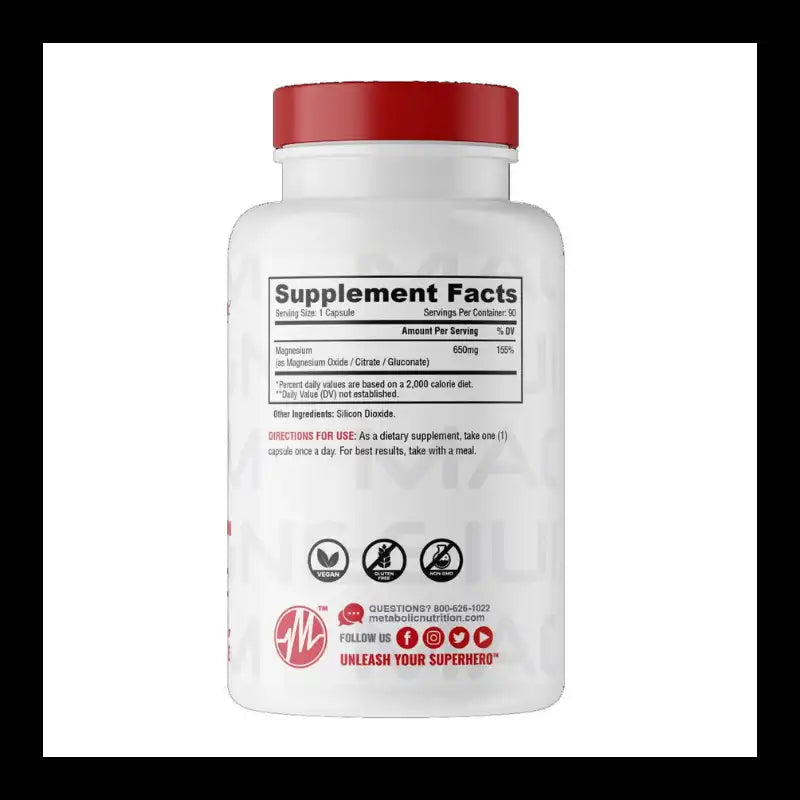 Magnesio 90 Capsulas Metabolic Nutrition