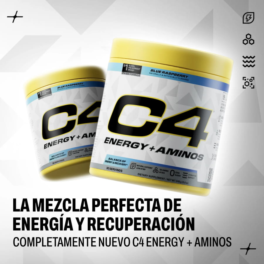 C4 Energy + Aminos 30 Servicios Blue Raspberry Cellucor