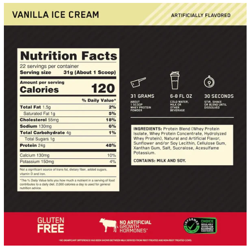 Whey Gold Standard 1.5 Libras Vainilla Optimum Nutrition