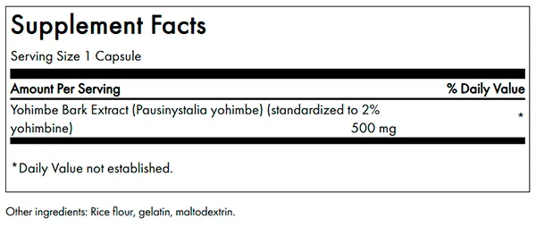 Yohimbe 500mg 120 Cápsulas Swanson